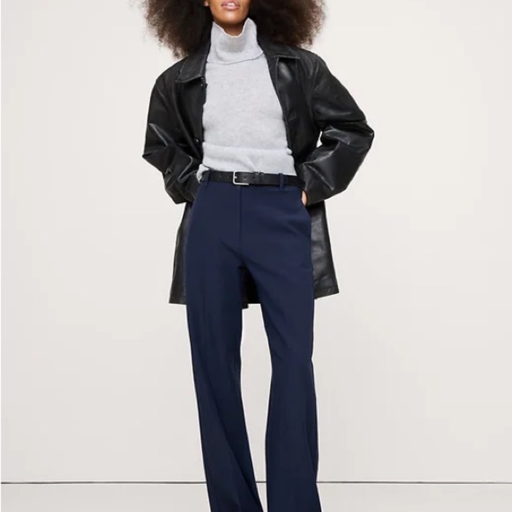 Navy Blue Wide-Leg Trousers